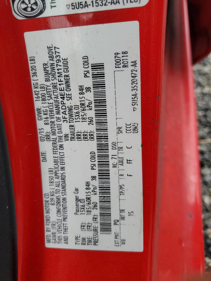 2015 Ford Fiesta Se VIN: 3FADP4EE1FM179377 Lot: 84582475