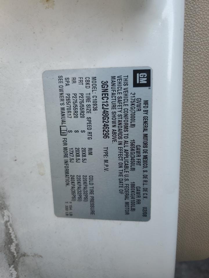 2008 Chevrolet Avalanche C1500 VIN: 3GNEC12J48G246296 Lot: 71376805