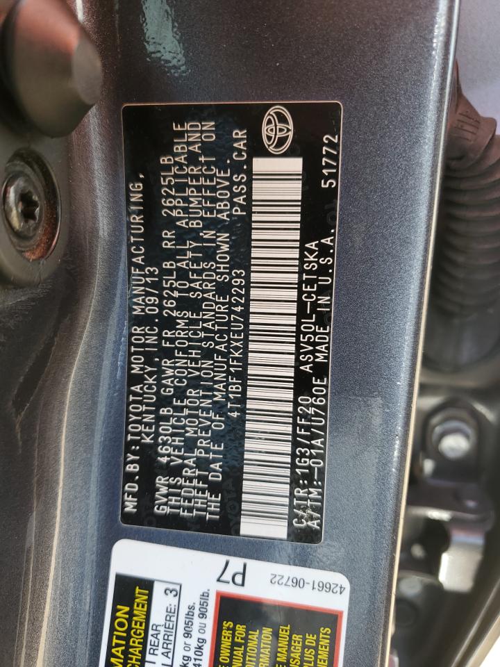 2014 Toyota Camry L VIN: 4T1BF1FKXEU742293 Lot: 71073215