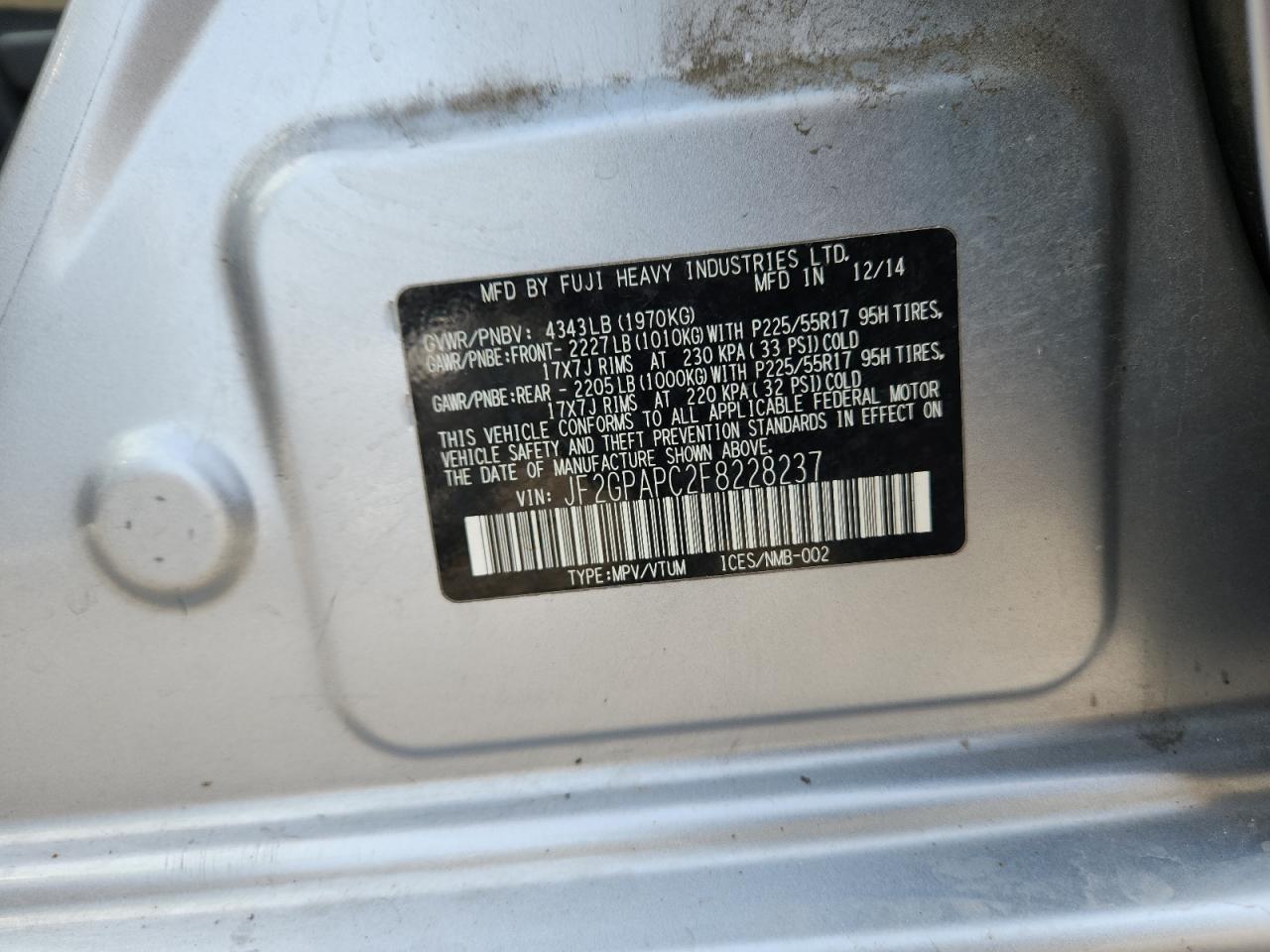 2015 Subaru Xv Crosstrek 2.0 Limited VIN: JF2GPAPC2F8228237 Lot: 71743755