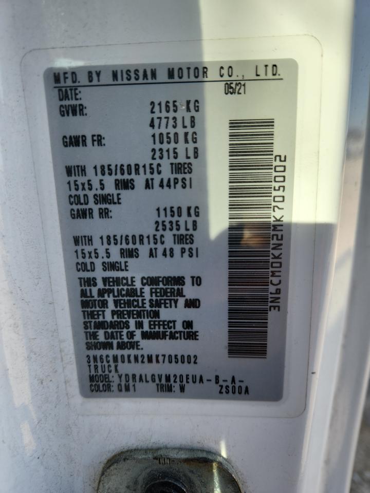 2021 Nissan Nv200 2.5S VIN: 3N6CM0KN2MK705002 Lot: 70905915