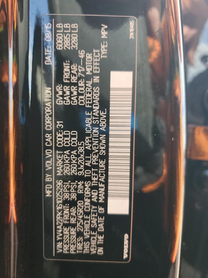 2016 Volvo Xc90 T6 VIN: YV4A22PK1G1025296 Lot: 80367735