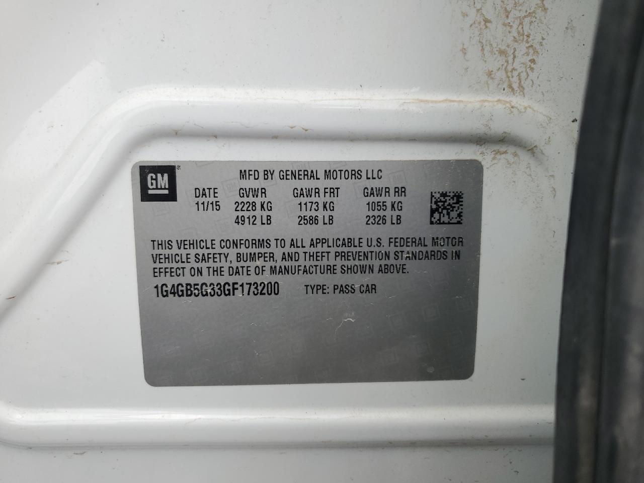 2016 Buick Lacrosse VIN: 1G4GB5G33GF173200 Lot: 81746935