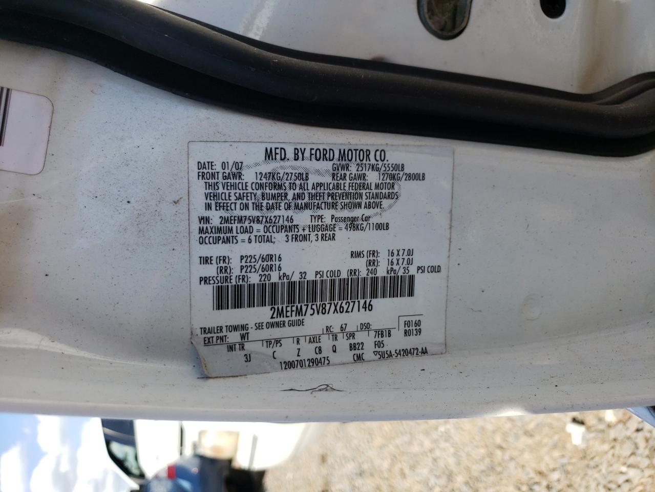 2007 Mercury Grand Marquis Ls VIN: 2MEFM75V87X627146 Lot: 71187345