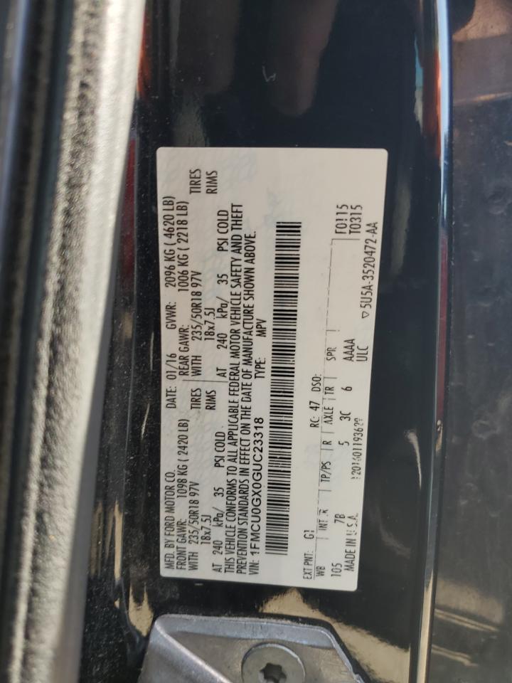 2016 Ford Escape Se VIN: 1FMCU0GX0GUC23318 Lot: 80108815