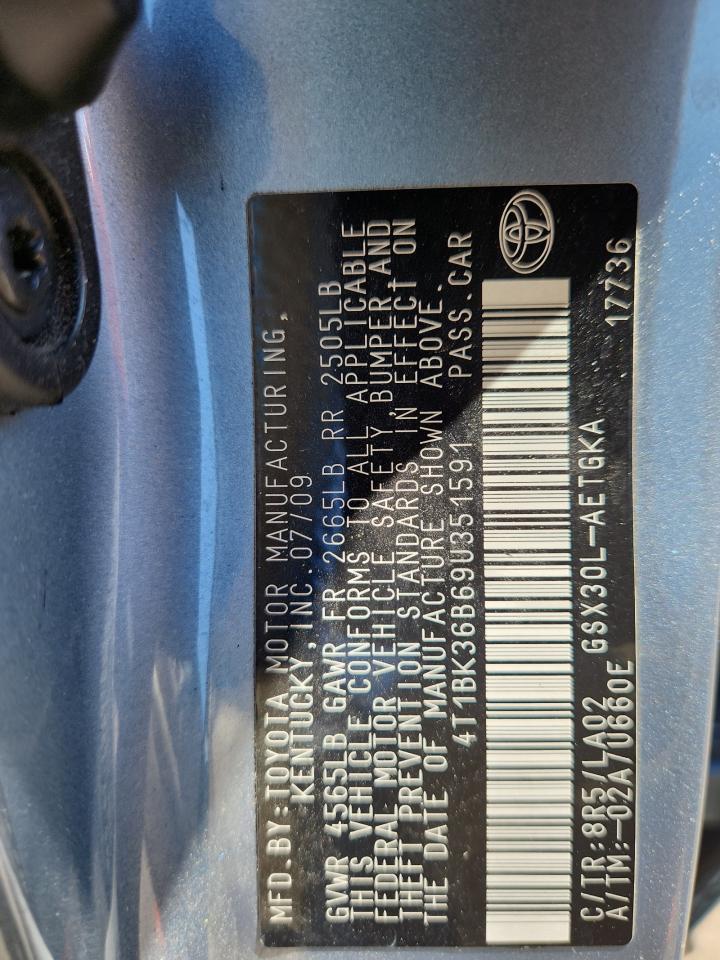 2009 Toyota Avalon Xl VIN: 4T1BK36B69U351591 Lot: 82174245