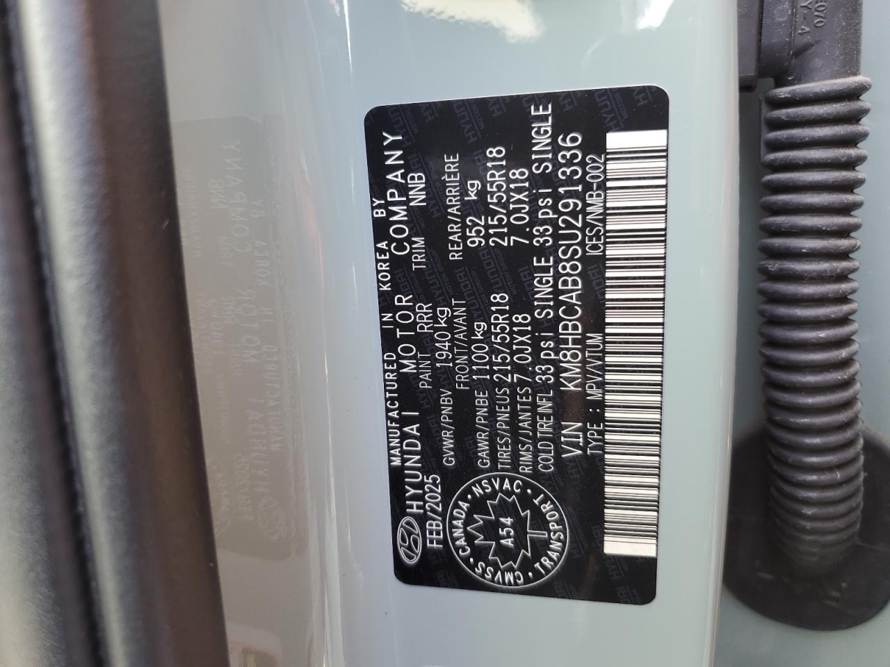 2025 Hyundai Kona Sel VIN: KM8HBCAB8SU291336 Lot: 71532935