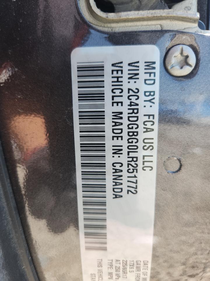 2020 Dodge Grand Caravan Se VIN: 2C4RDGBG0LR251772 Lot: 71883995