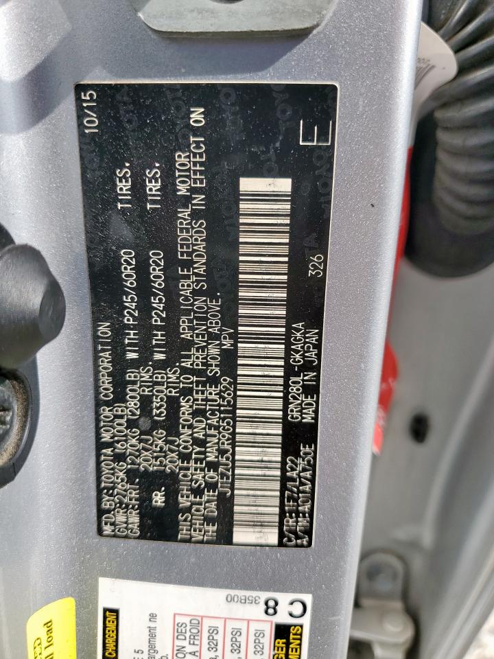 2016 Toyota 4Runner Sr5 VIN: JTEZU5JR9G5115629 Lot: 80319105