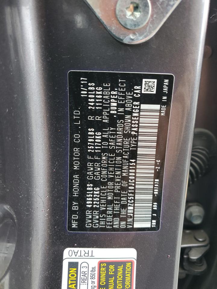 2018 Honda Clarity VIN: JHMZC5F10JC000154 Lot: 80200495