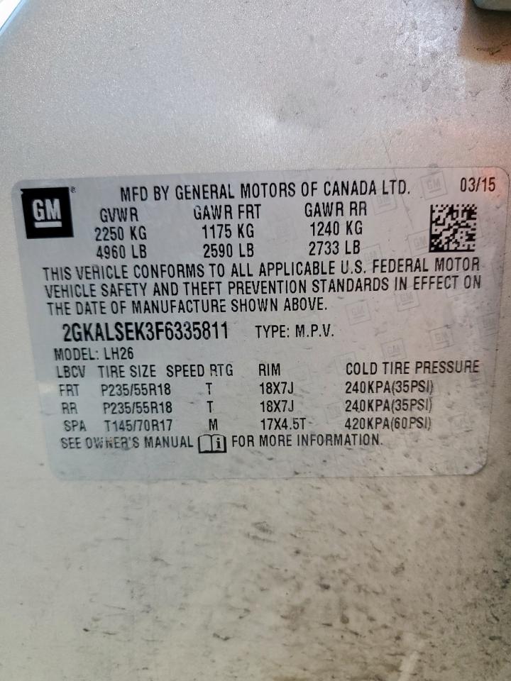 2015 GMC Terrain Slt VIN: 2GKALSEK3F6335811 Lot: 80487875