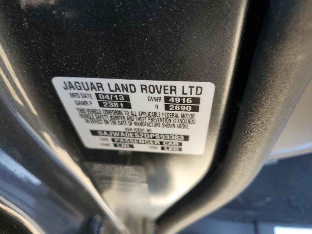 2013 Jaguar Xf VIN: SAJWA0ES2DPS93383 Lot: 80900445