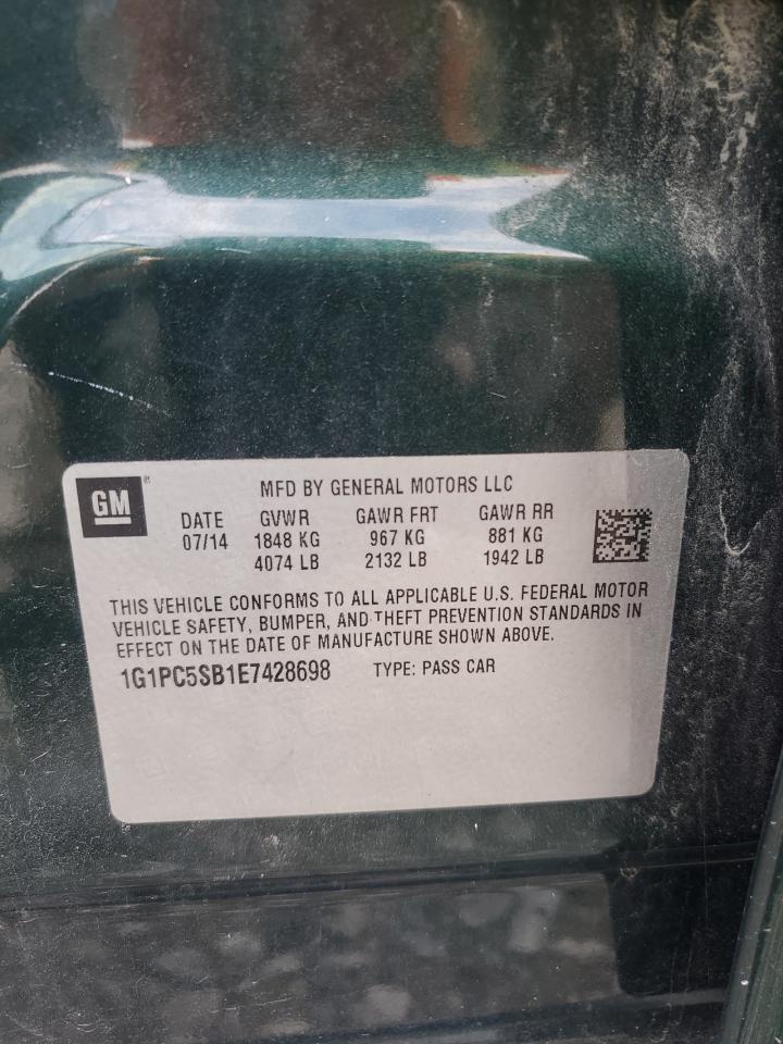 2014 Chevrolet Cruze Lt VIN: 1G1PC5SB1E7428698 Lot: 80837505