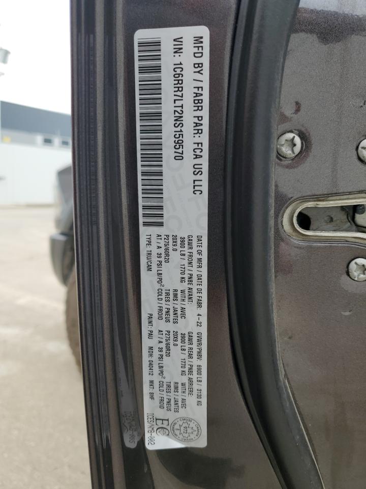2022 Ram 1500 Classic Slt VIN: 1C6RR7LT2NS159570 Lot: 81564665