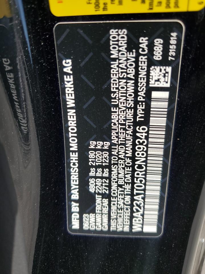 2024 BMW 430I VIN: WBA23AT05RCN89346 Lot: 82140775