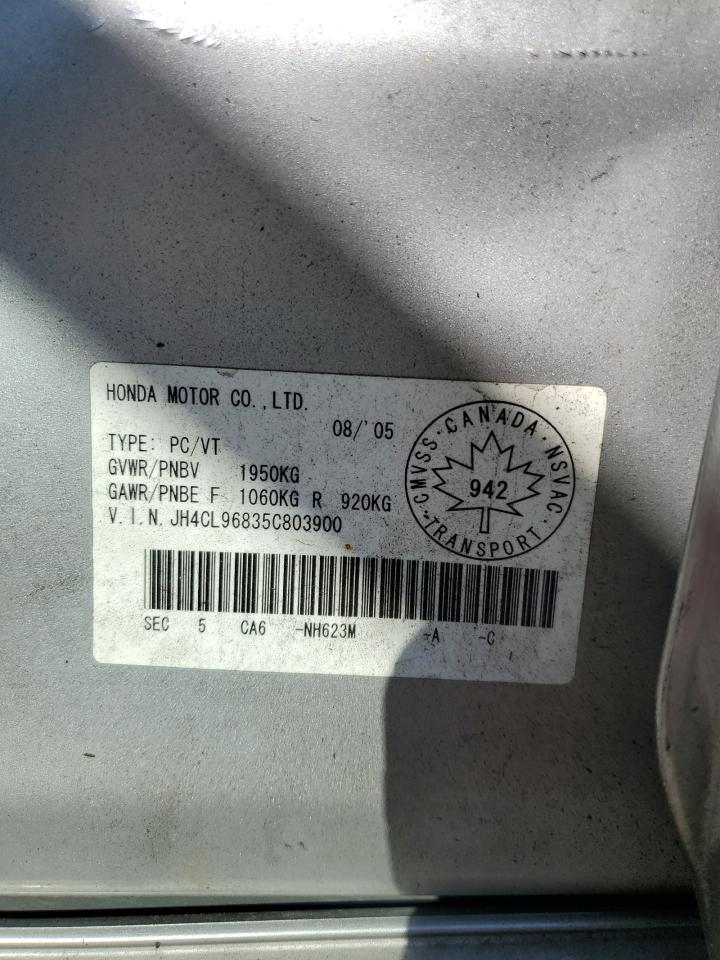 2005 Acura Tsx VIN: JH4CL96835C803900 Lot: 84754915