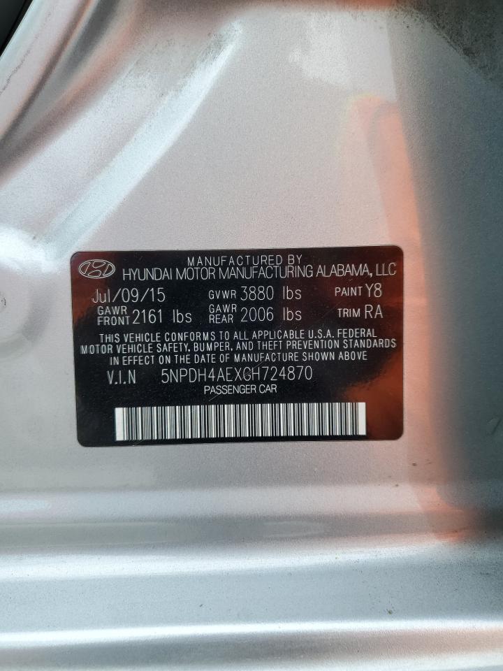 2016 Hyundai Elantra Se VIN: 5NPDH4AEXGH724870 Lot: 81653785