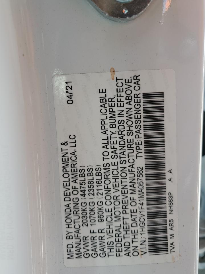 2021 Honda Accord Sport Se VIN: 1HGCV1F41MA057582 Lot: 81758325