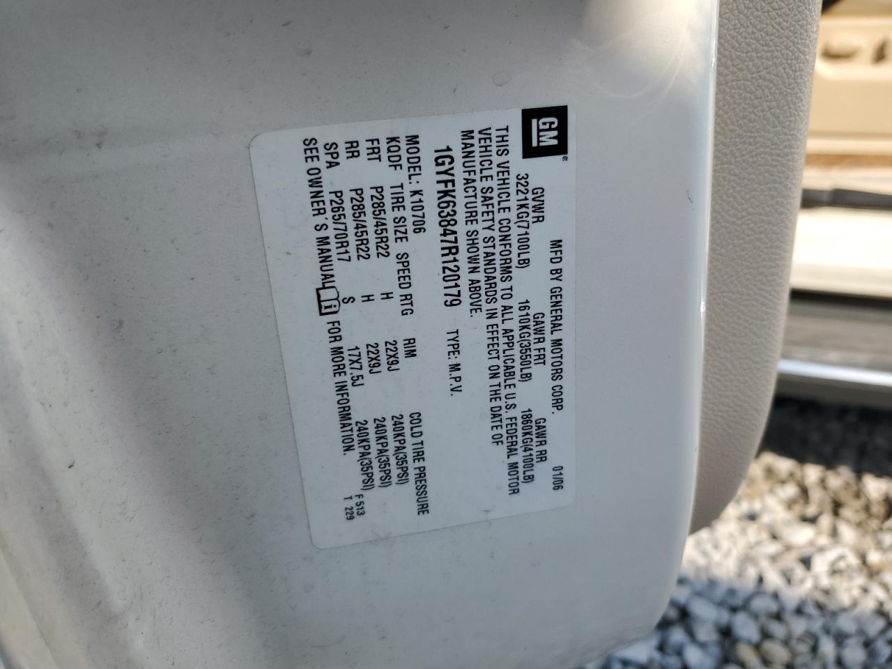 2007 Cadillac Escalade Luxury VIN: 1GYFK63847R120179 Lot: 80402095