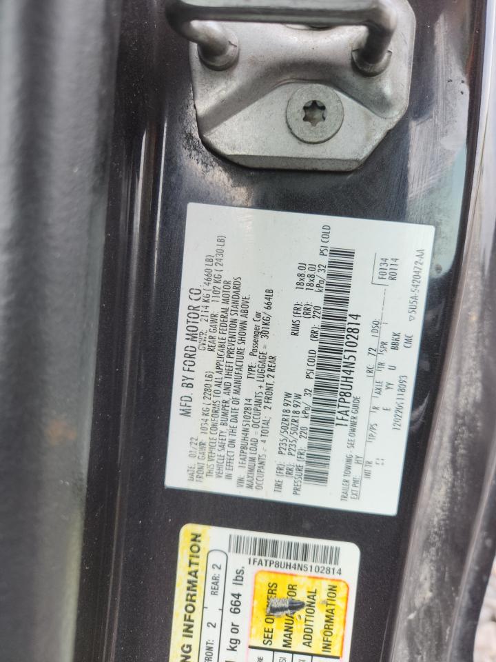 2022 Ford Mustang VIN: 1FATP8UH4N5102814 Lot: 81501575