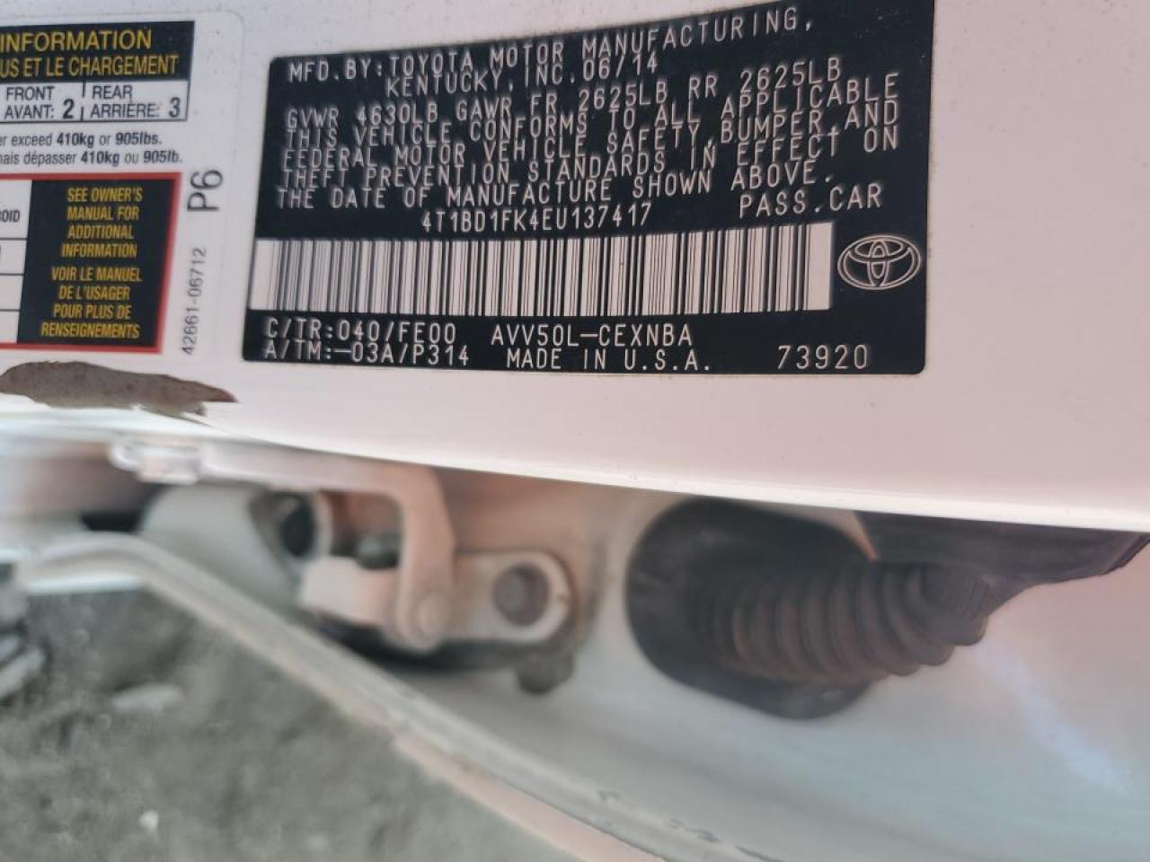 2014 Toyota Camry Hybrid VIN: 4T1BD1FK4EU137417 Lot: 80450865