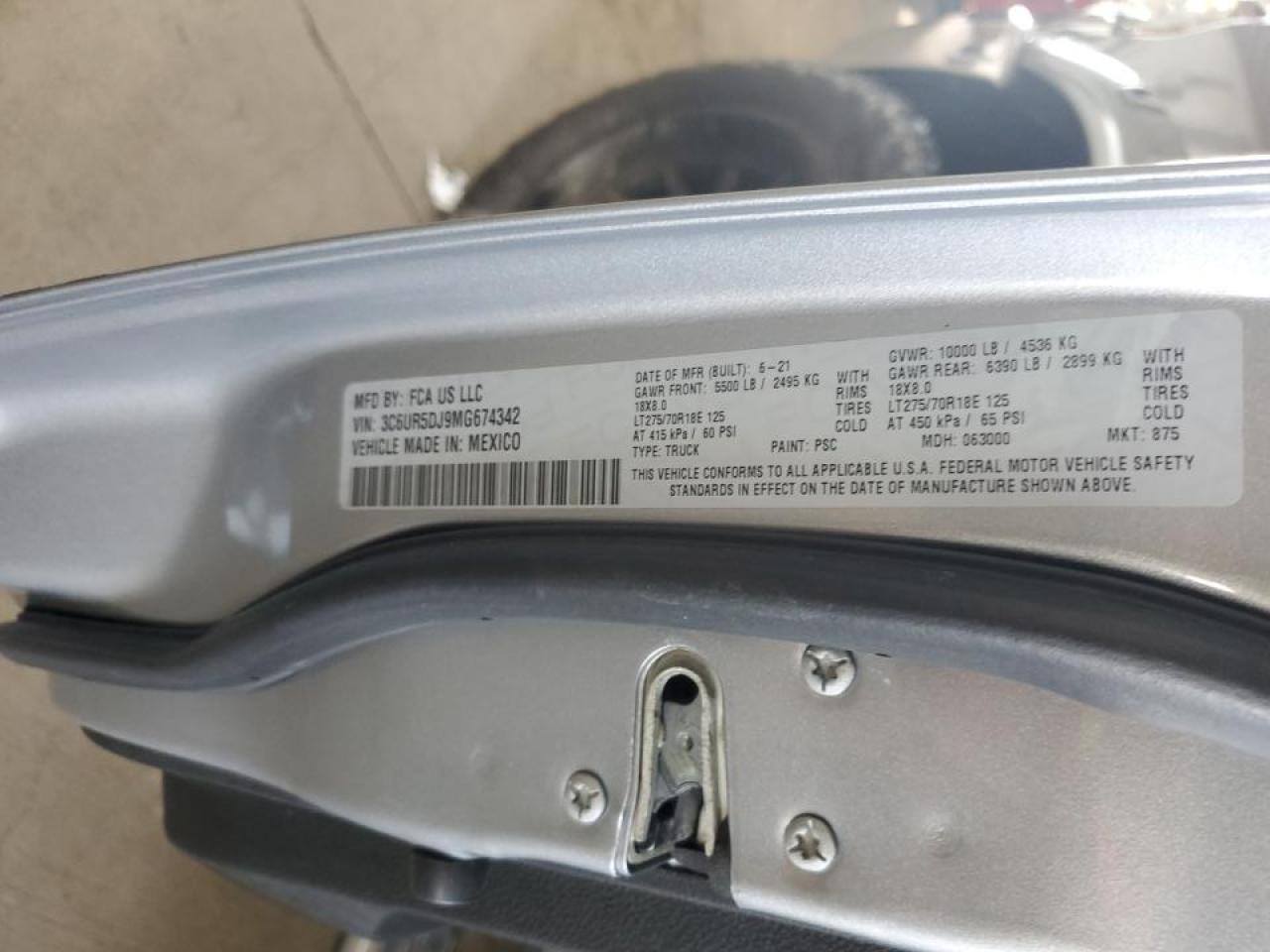 2021 Ram 2500 Big Horn VIN: 3C6UR5DJ9MG674342 Lot: 80688925