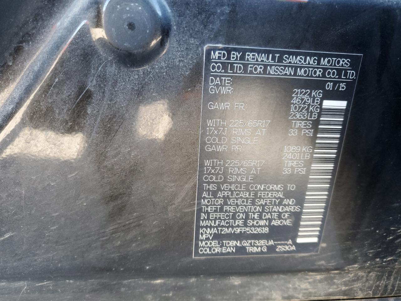 2015 Nissan Rogue S VIN: KNMAT2MV9FP532618 Lot: 80868145