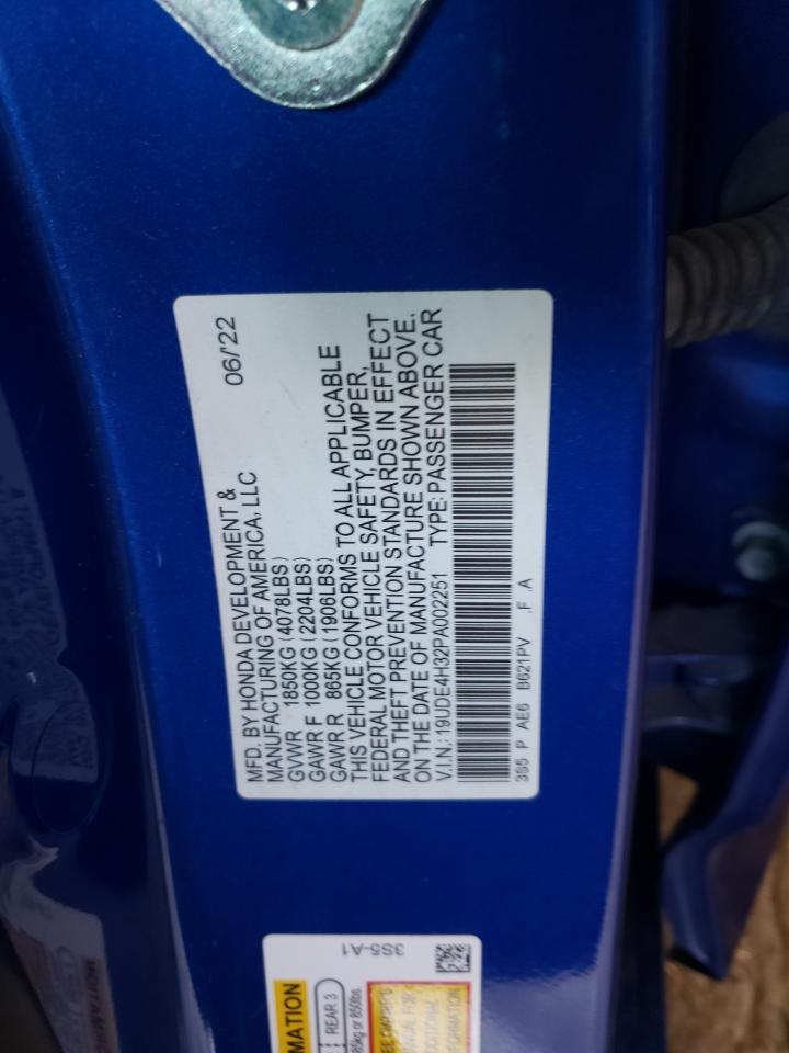 2023 Acura Integra A-Spec VIN: 19UDE4H32PA002251 Lot: 71196615