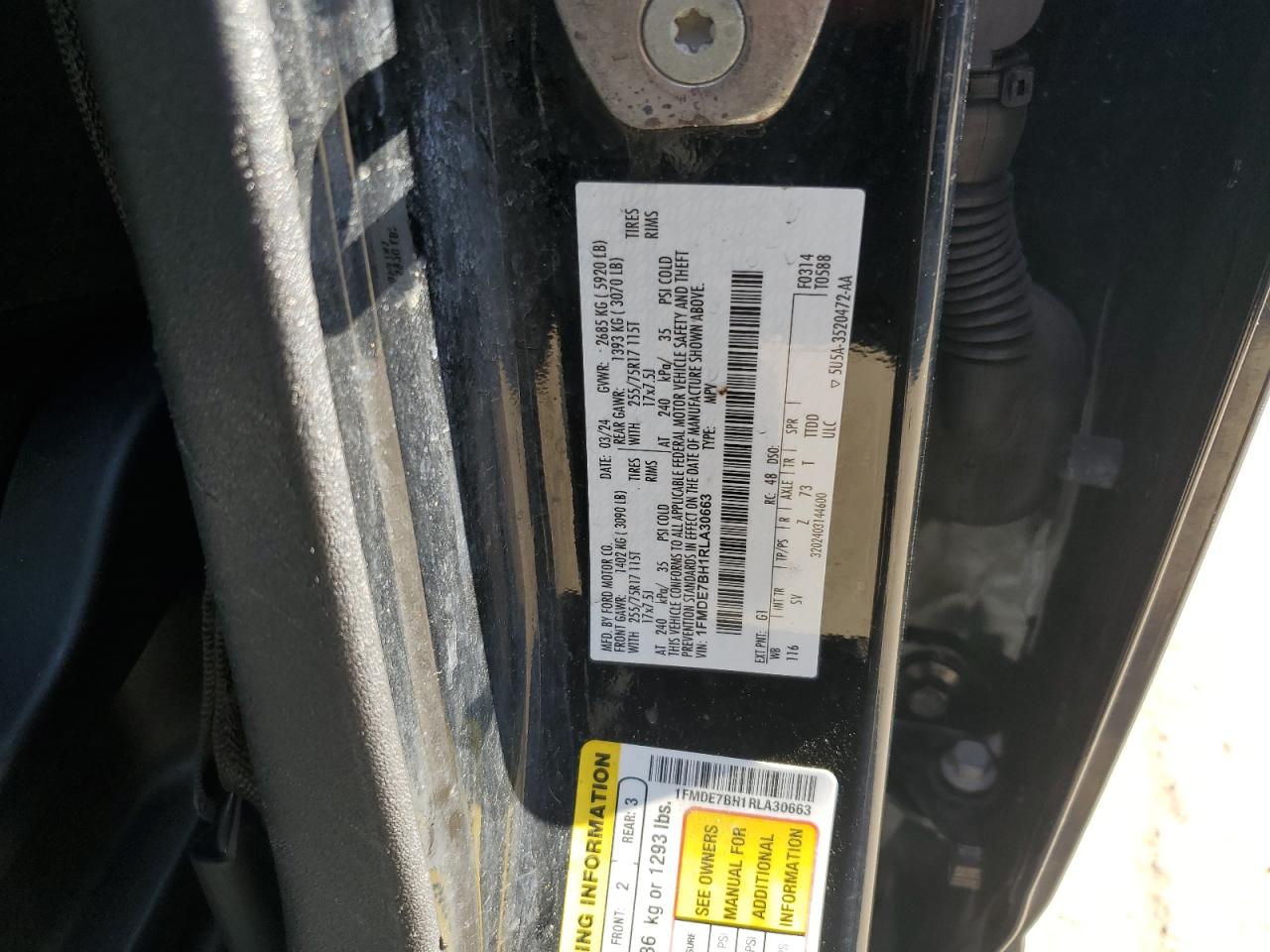 2024 Ford Bronco Big Bend VIN: 1FMDE7BH1RLA30663 Lot: 70909835