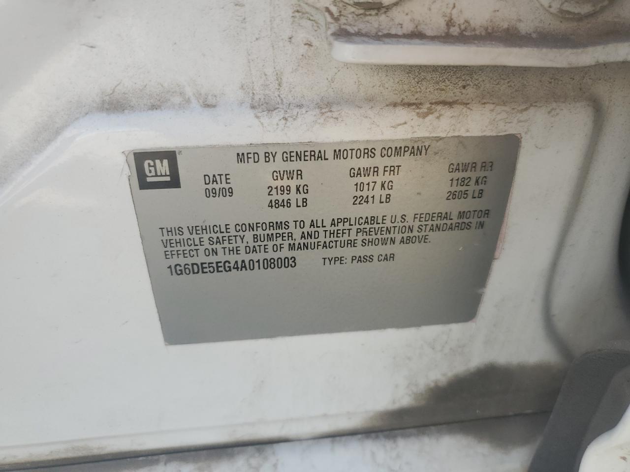 2010 Cadillac Cts Luxury Collection VIN: 1G6DE5EG4A0108003 Lot: 81392365