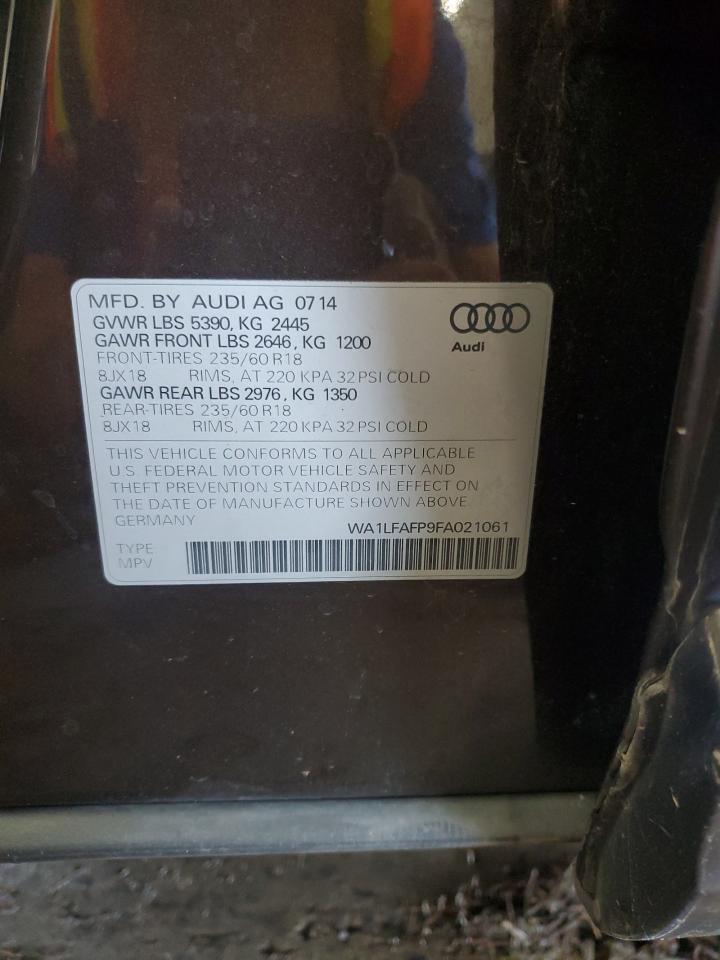 2015 Audi Q5 Premium Plus VIN: WA1LFAFP9FA021061 Lot: 81104115