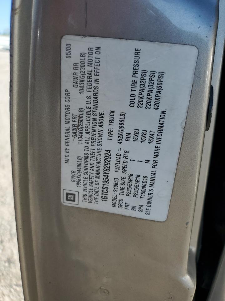2000 GMC Sonoma VIN: 1GTCS1954Y8292924 Lot: 71003035