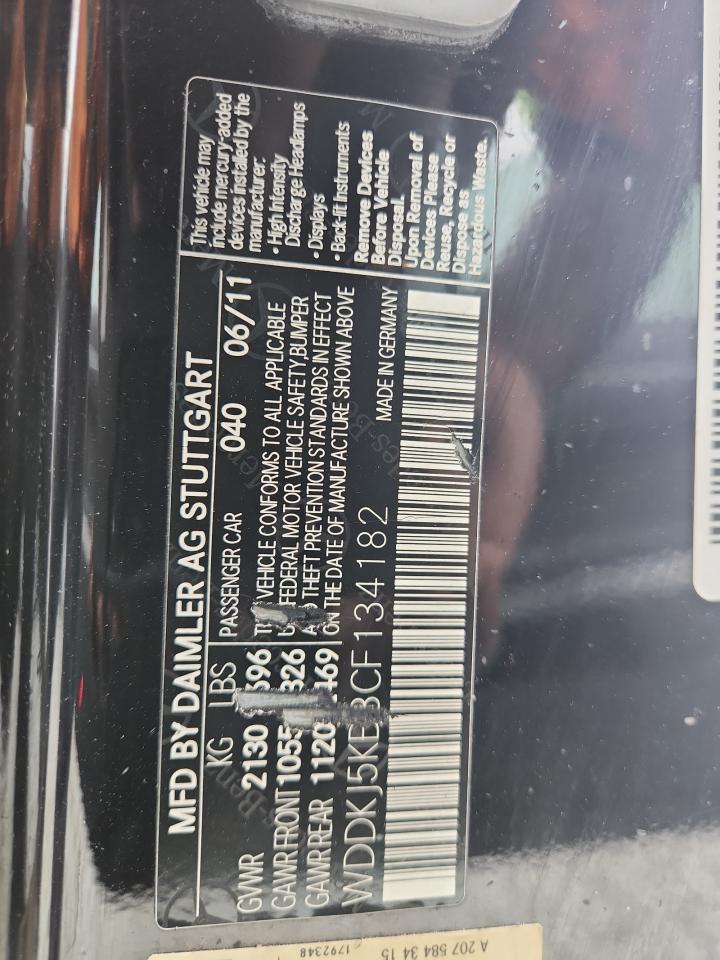 2012 Mercedes-Benz E 350 VIN: WDDKJ5KB8CF134182 Lot: 83933335