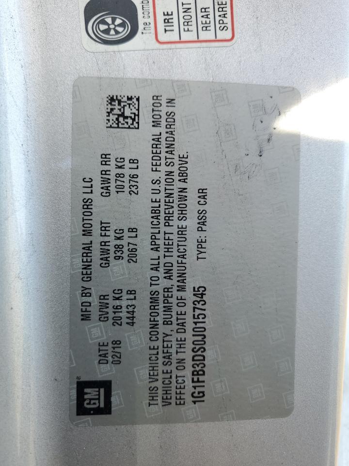 2018 Chevrolet Camaro Lt VIN: 1G1FB3DS0J0157345 Lot: 71474115