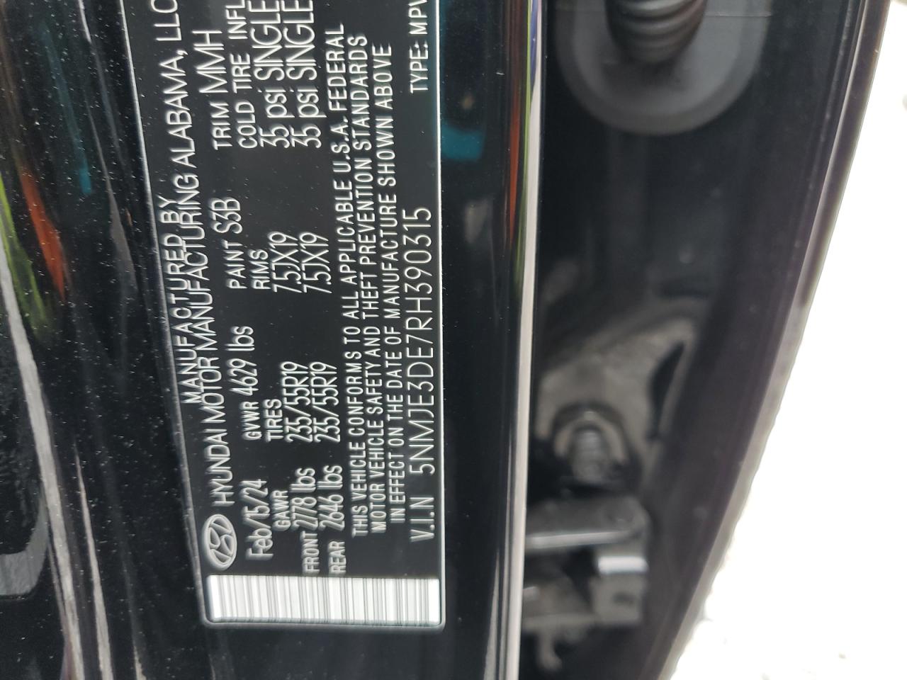 2024 Hyundai Tucson Limited VIN: 5NMJE3DE7RH390315 Lot: 84204485