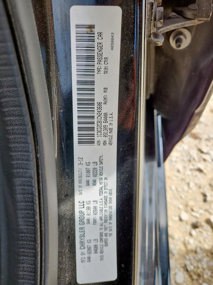 2012 Dodge Avenger Sxt VIN: 1C3CDZCB1CN243606 Lot: 72031955