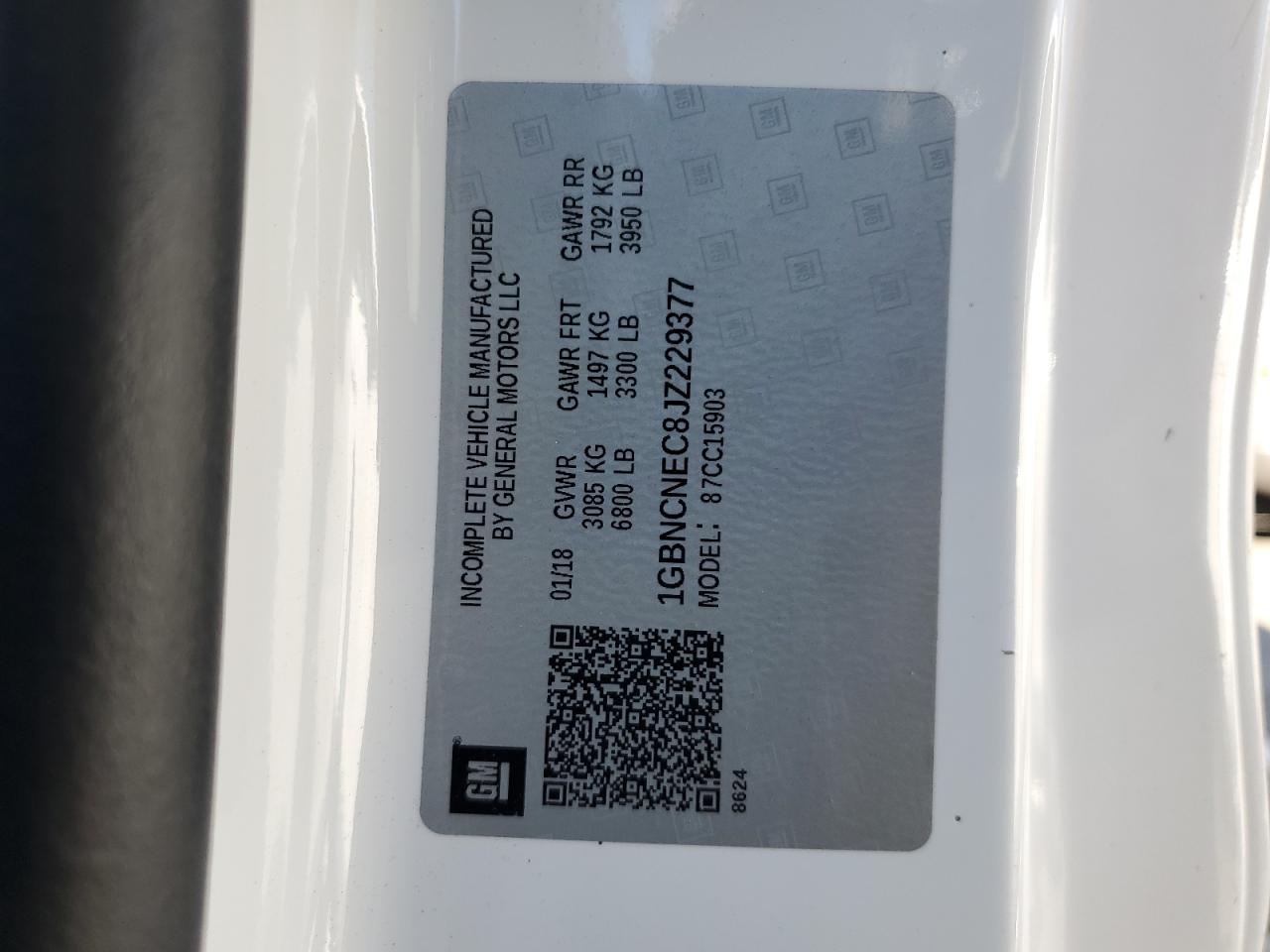 2018 Chevrolet Silverado C1500 VIN: 1GBNCNEC8JZ229377 Lot: 81462265