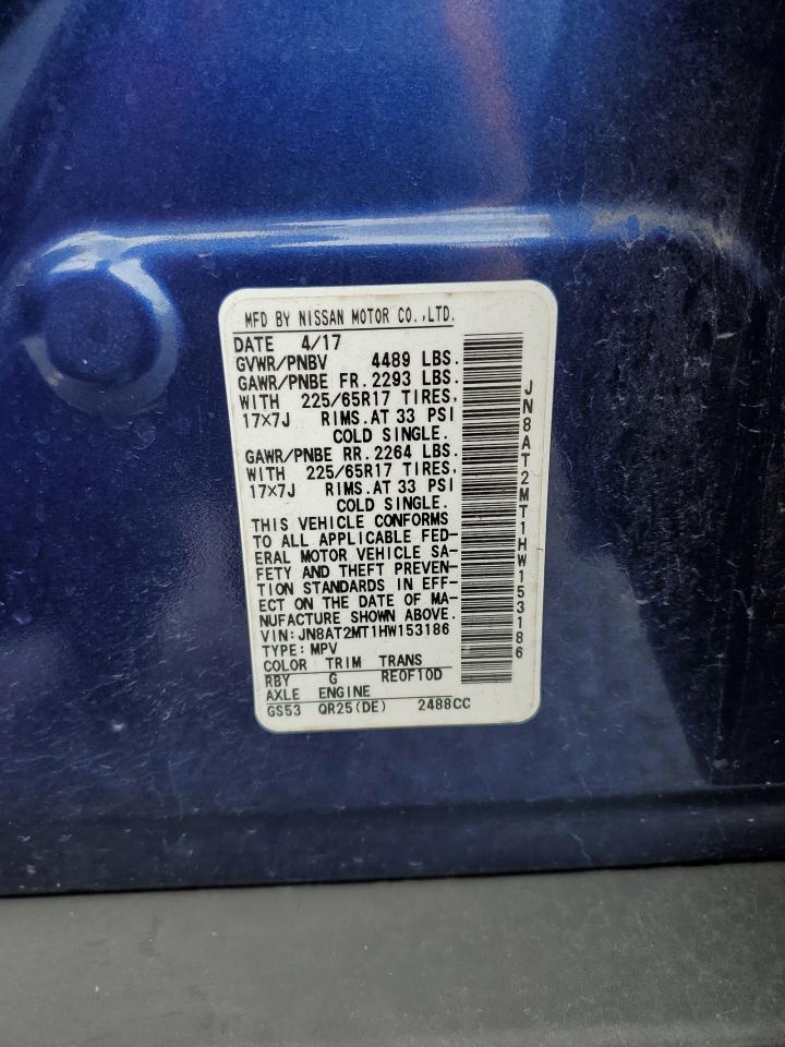 2017 Nissan Rogue S VIN: JN8AT2MT1HW153186 Lot: 82112785