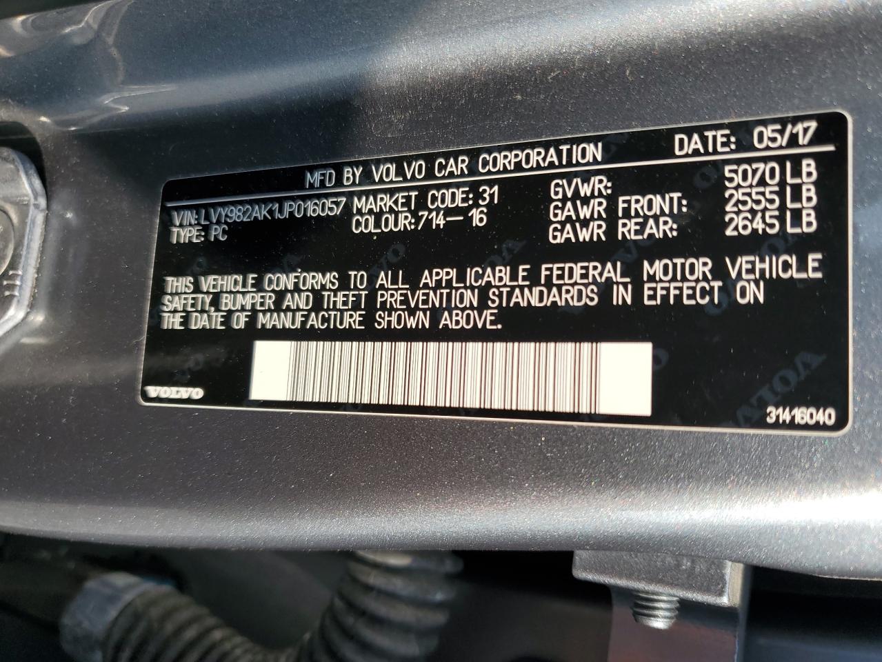 2018 Volvo S90 T5 Momentum VIN: LVY982AK1JP016057 Lot: 71546475