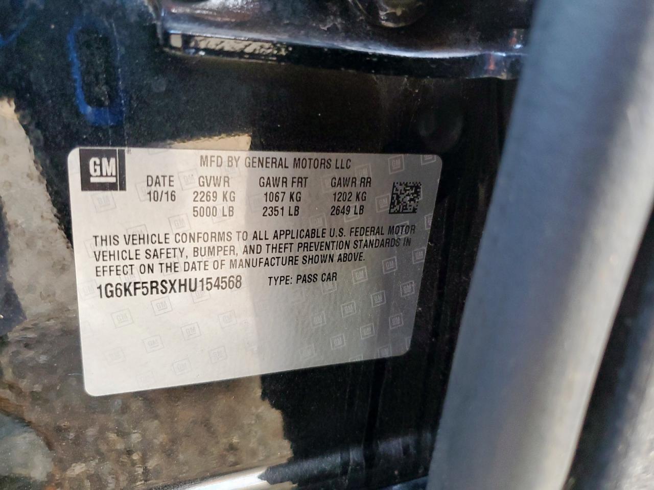 2017 Cadillac Ct6 Premium Luxury VIN: 1G6KF5RSXHU154568 Lot: 84006245