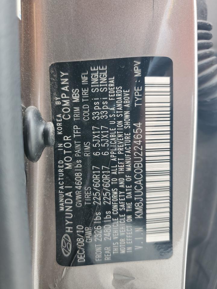 2011 Hyundai Tucson Gls VIN: KM8JUCAC0BU224654 Lot: 83989635