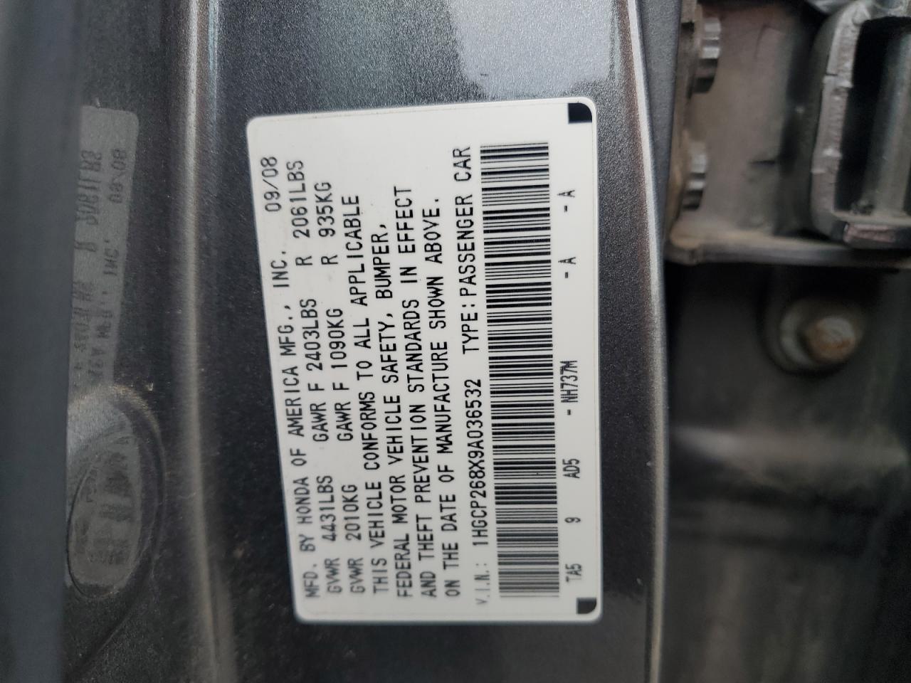 2009 Honda Accord Exl VIN: 1HGCP268X9A036532 Lot: 81232725