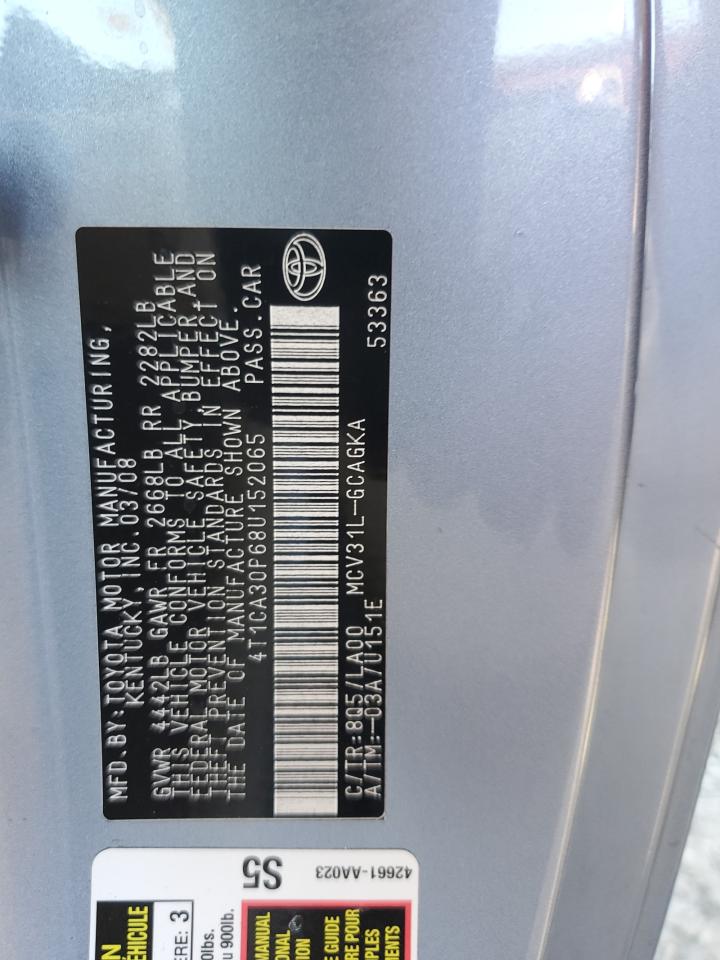 2008 Toyota Camry Solara Se VIN: 4T1CA30P68U152065 Lot: 81237885