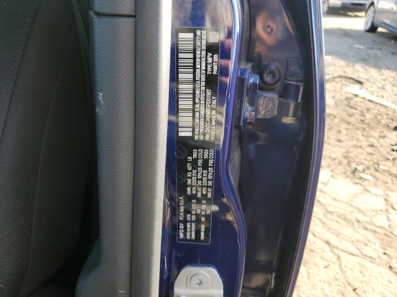 2016 Jeep Renegade Latitude VIN: ZACCJABW8GPD01587 Lot: 80907405