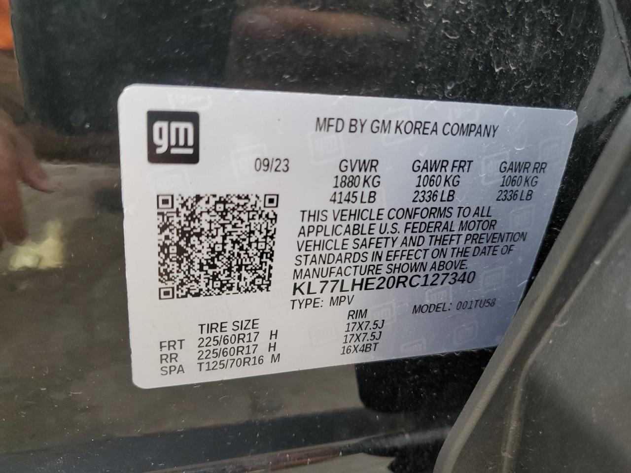 2024 Chevrolet Trax 1Lt VIN: KL77LHE20RC127340 Lot: 81005425