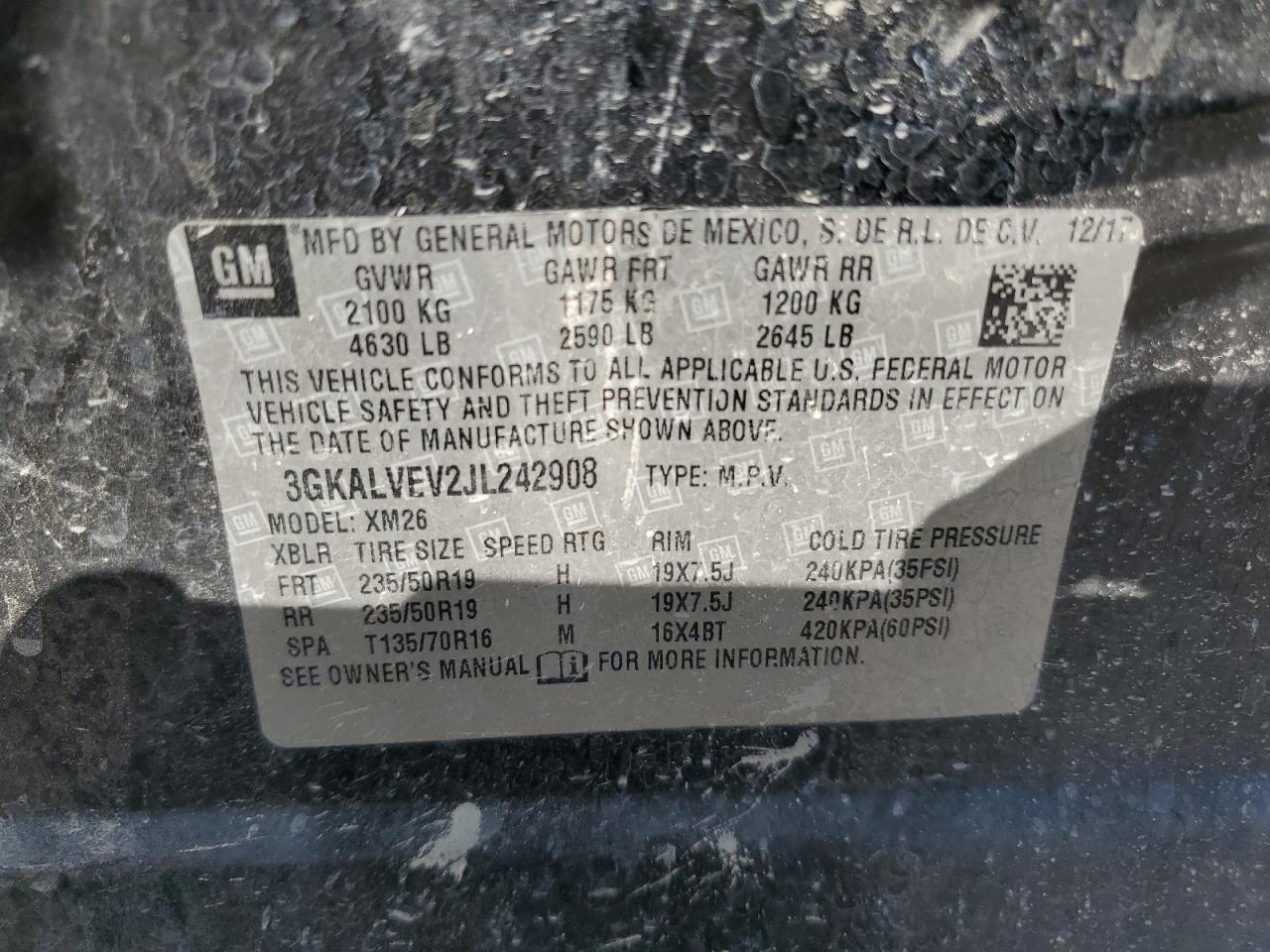 2018 GMC Terrain Slt VIN: 3GKALVEV2JL242908 Lot: 80196345