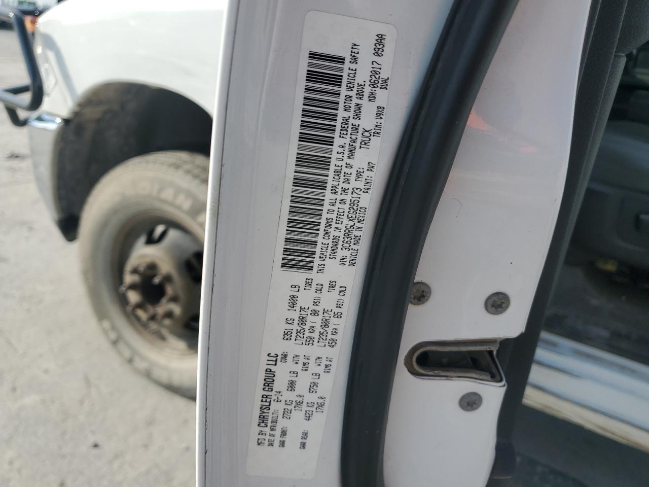 2014 Ram 3500 St VIN: 3C63RRGLXEG295173 Lot: 81775475