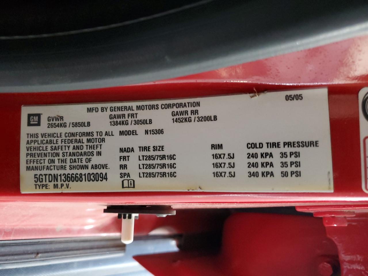 2006 Hummer H3 VIN: 5GTDN136668103094 Lot: 71666245