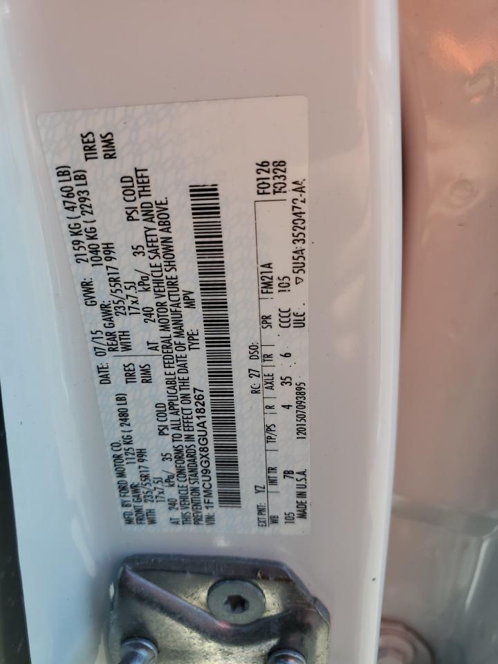 2016 Ford Escape Se VIN: 1FMCU9GX8GUA18267 Lot: 81670455