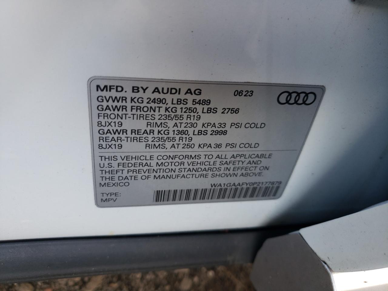 2023 Audi Q5 Premium 45 VIN: WA1GAAFY0P2177879 Lot: 81389955